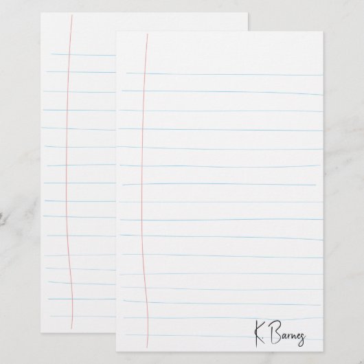 Met de hand getekend gelinieerd papier (Voorkant / Achterkant)