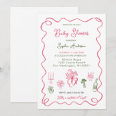 met de hand getekend grillig Baby shower Kaart (Voorkant / Achterkant)