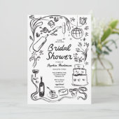 met de hand getekend grillig Vrijgezellenfeest Kaart (Staand voorkant)