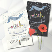 Met de hand getekend grillige dinerparty kaart