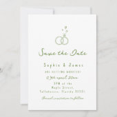 met de hand getekend groen Boho foto Huwelijk eleg Kaart (Voorkant)