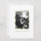 met de hand getekend groen Boho foto Huwelijk eleg Kaart (Achterkant)