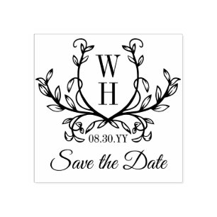 Met de hand getekend groen monogram trouw save the rubberstempel