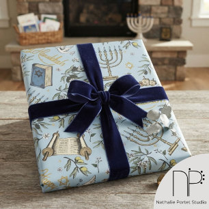 Met de hand getekend Hanukkah-menorah-inpakpapier Cadeaupapier