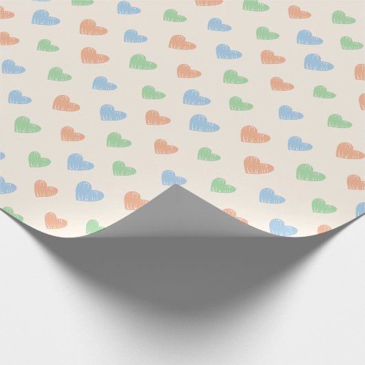 Met de Hand Getekend Hart Doodle Patroon Inpakpapi Cadeaupapier (Hoek)