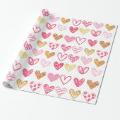Met de Hand Getekend Hartpatroon ID470 Cadeaupapier (Uitgerold)