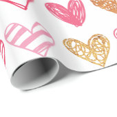 Met de Hand Getekend Hartpatroon ID470 Cadeaupapier (Rol Hoek)