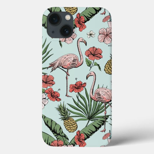 Met de Hand Getekend Hawaiaans Flamingo Patroon Case-Mate iPhone Case (Achterkant)