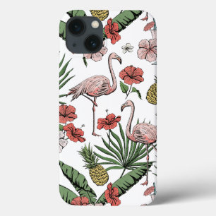 Met de hand getekend Hawaiaans flamingo patroon wi Case-Mate iPhone Case