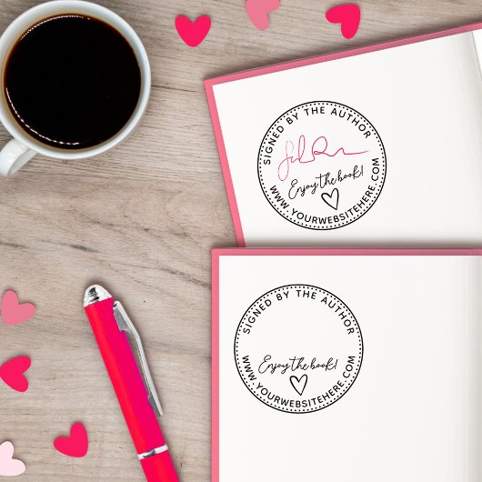 Met de hand getekend Heart Enjoy boek gesigneerd d Rubberstempel