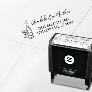Met de Hand Getekend Huwelijks Retouradres Zelfinktende Stempel