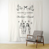 Met de Hand Getekend Huwelijksbegroeting Wandkleed (In situ)