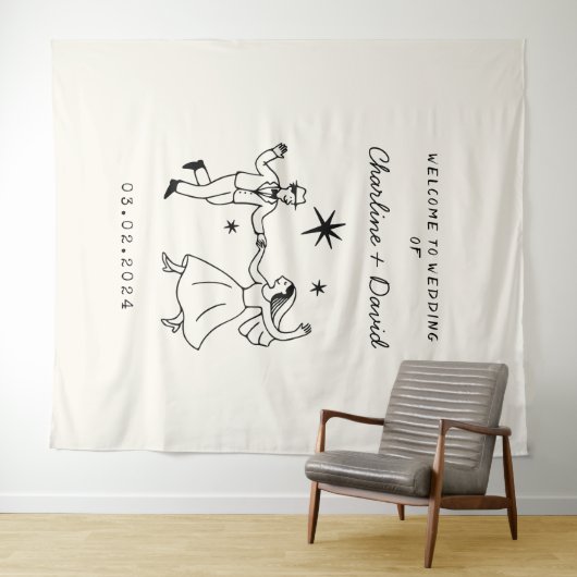 Met de Hand Getekend Huwelijksbegroeting Wandkleed (In Situ (horizontaal))