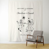 Met de Hand Getekend Huwelijksbegroeting Wandkleed (In situ)