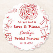 Met de hand getekend is liefde & Pizza Bruidsmeisj Kartonnen Onderzetters (Voorkant)