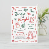 Met de hand getekend Jingle and Mingle Kerstfeest Kaart (Staand voorkant)