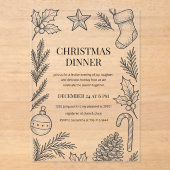 Met de Hand Getekend Kerst Dinner Acryl Uitnodigingen (Voorkant)