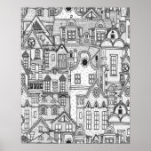 Met de hand getekend, klassiek landelijk dorp, kle poster (Voorkant)