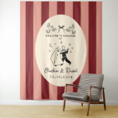 Met de Hand Getekend Krabbel Huwelijks Welkom Bord Wandkleed (In situ)