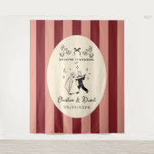 Met de Hand Getekend Krabbel Huwelijks Welkom Bord Wandkleed (Voorkant)