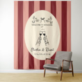 Met de Hand Getekend Krabbel Huwelijks Welkom Bord Wandkleed (In situ)