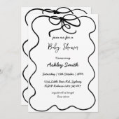 met de hand getekend lint baby shower. kaart (Voorkant / Achterkant)