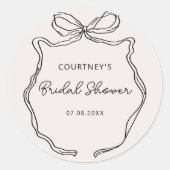 Met de hand getekend lint bruiloftsetiket ronde sticker (Voorkant)