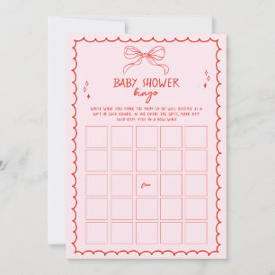 Met de hand getekend lint kerst baby shower bingo kaart