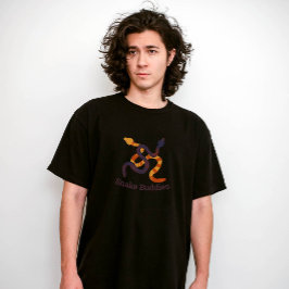 Met de hand getekend meerkleurig grappig slangenon t-shirt