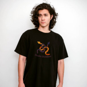 Met de hand getekend meerkleurig grappig slangenon t-shirt