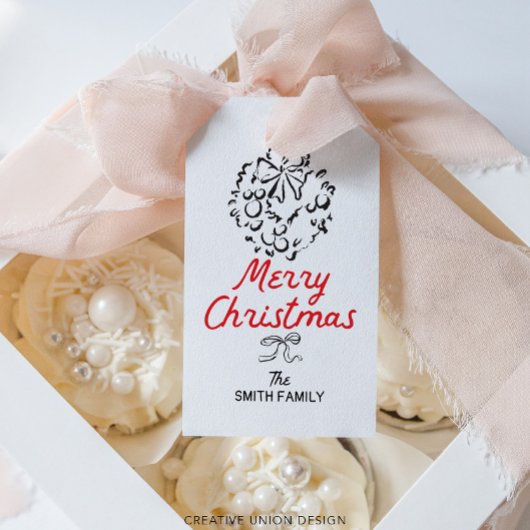 Met de Hand Getekend Merry Christmas Persoonlijk C Cadeaulabel