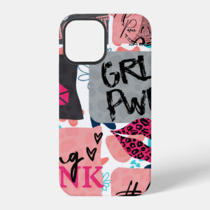 met de hand getekend mode meisjes patroon. Kleurri iPhone 12 Hoesje