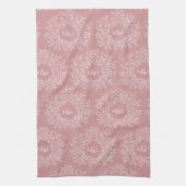 Met de hand getekend monogram roze trouw theedoek (Verticaal)