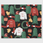 Met de hand getekend naadloos patroon met kersttr cadeaupapier (Vlak)