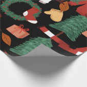 Met de hand getekend naadloos patroon met kersttr cadeaupapier (Hoek)