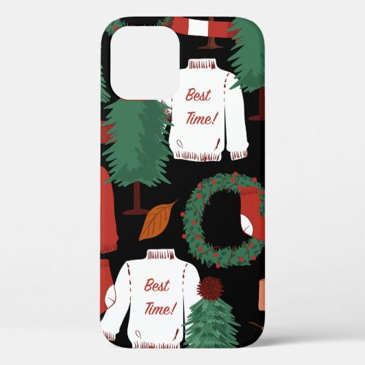 Met de hand getekend naadloos patroon met kersttr Case-Mate iPhone case (Achterkant)