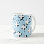 met de hand getekend naadloos patroon met plusteke koffiemok (Voorkant rechts)