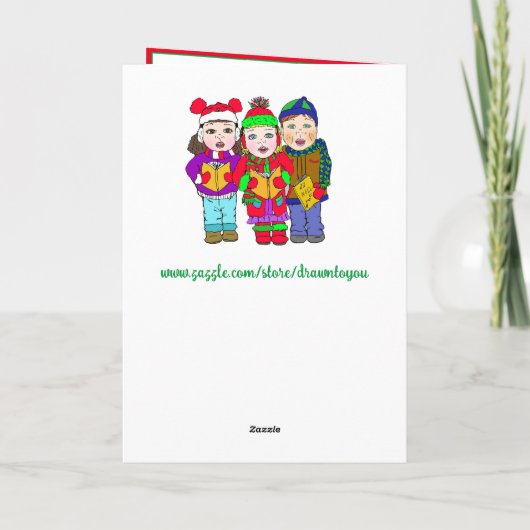 Met de hand getekend nostalgisch kerstbeeldscherm kaart (Achterkant)