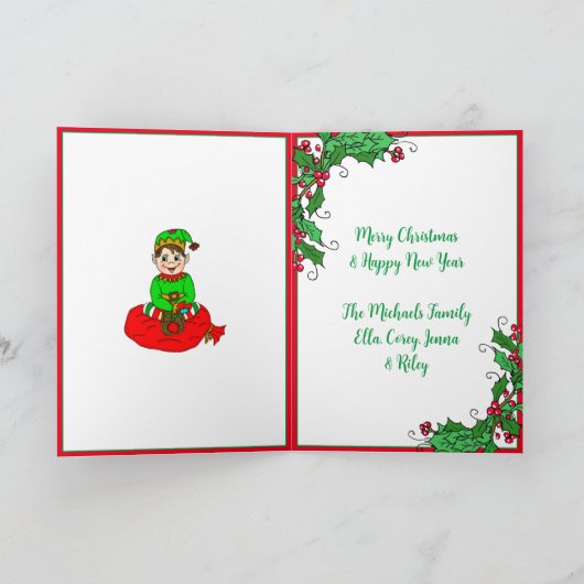 Met de hand getekend nostalgisch kerstbeeldscherm kaart (Binnen)