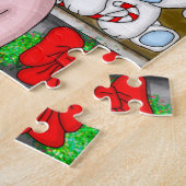 Met de hand getekend nostalgisch kerstbeeldscherm legpuzzel (Zijkant)