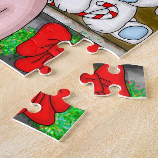 Met de hand getekend nostalgisch kerstbeeldscherm legpuzzel (Zijkant)