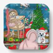 Met de hand getekend nostalgisch kerstbeeldscherm papieren bordje (Voorkant)