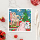 Met de hand getekend nostalgisch kerstbeeldscherm servet (Insitu)