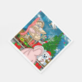 Met de hand getekend nostalgisch kerstbeeldscherm servet (Hoek)