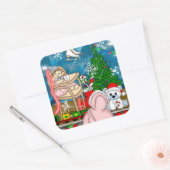 Met de hand getekend nostalgisch kerstbeeldscherm vierkante sticker (Envelop)