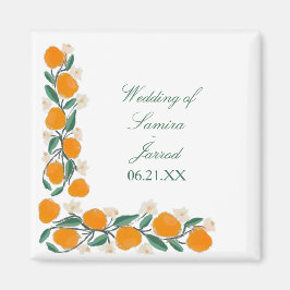 Met de Hand Getekend Oranje Botanisch Abstract Tro Magneet