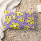Met de Hand Getekend Paars en Geel Bloemontwerp Kussen (Deken)