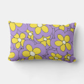 Met de Hand Getekend Paars en Geel Bloemontwerp Kussen (Achterkant)