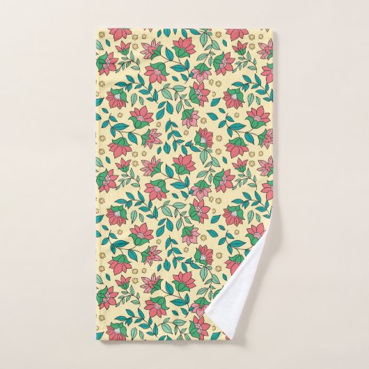 Met de hand getekend patroon van geperste bloemen handdoek (Handdoek)