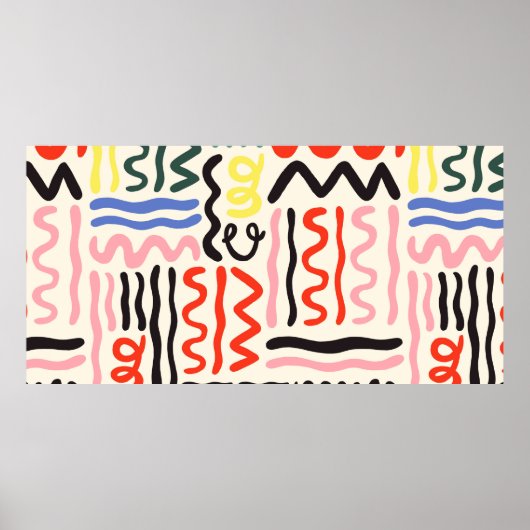 Met de hand getekend penseelpatroon, zigzaggen, li poster (Voorkant)